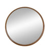 Roe 40 Inch Round Accent Mirror, Brown Pine Wood Frame, Wall Hung By Casagear Home
