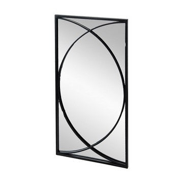 32 Inch 3 Piece Wall Mirror Concentric Circles Stylish Black Metal Frame By Casagear Home BM286307