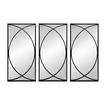 Wall Mirror | 32" | 3 Piece | Concentric Circles | Black Metal Frame