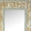 57 Inch Accent Wall Mirror Thick Fir Wood Frame Gold Leaves and Flowers By Casagear Home BM286309