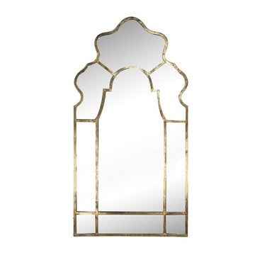 55 Inch Wall Mirror, Curved Scalloped Victorian Design, Gold Metal Frame By Casagear Home
