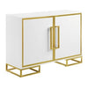 48 Inch Wood Accent Cabinet with 2 Doors and Square Open Base, White, Gold By Casagear Home