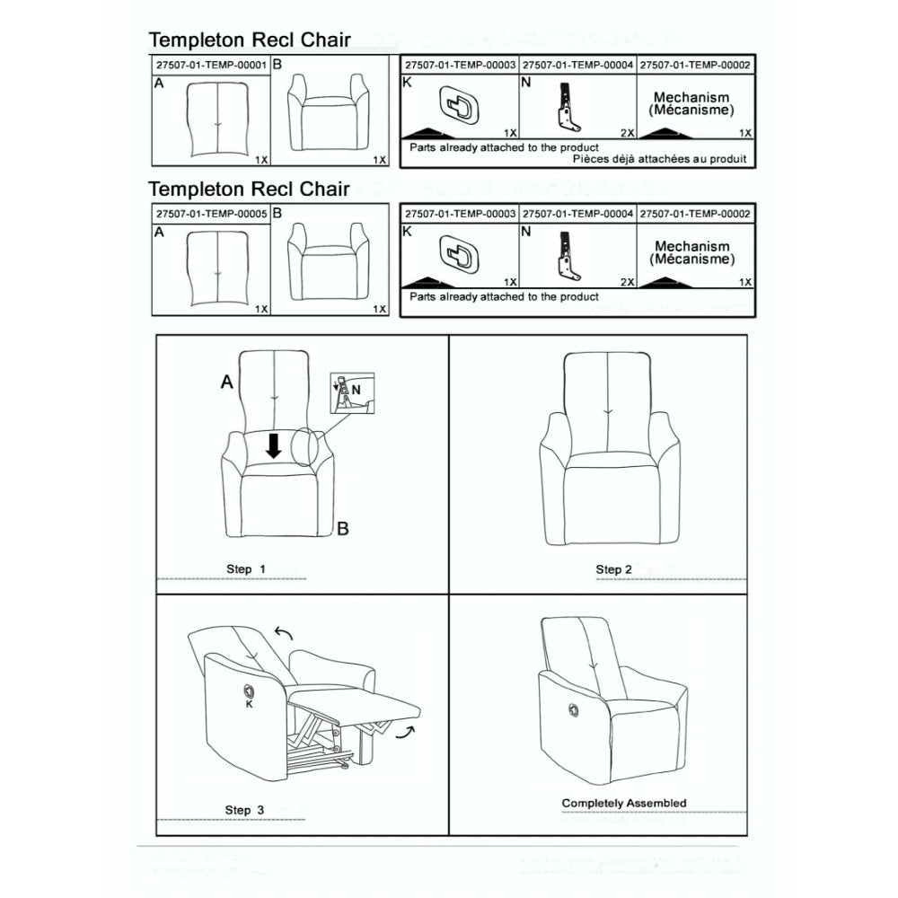 35 Inch Modern Power Recliner Chair Touch Control Button Gray Fabric By Casagear Home BM286360