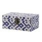 12 10 Inch Wood Boxes Classic Blue and White Quatrefoil Design Set of 2 By Casagear Home BM286368