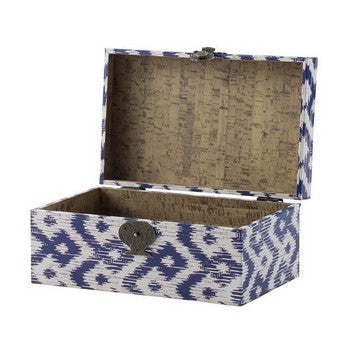 12 10 Inch Wood Boxes Classic Blue and White Quatrefoil Design Set of 2 By Casagear Home BM286368
