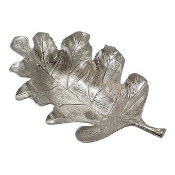 Decorative Tray | 22" | Oak Leaf Design | Silver Metal Frame