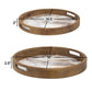18 15 Inch Round Decorative Tray Marble Effect Brown Fir Wood Frame By Casagear Home BM286373