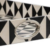 25 Inch Decorative Black White Wood Trays Art Deco Geometric Set of 2 By Casagear Home BM286374