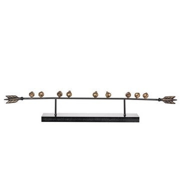 33 Inch Modern Accent Decor Golden Metal Perched Birds on a Black Arrow By Casagear Home BM286381