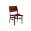 34 Inch Set of 2 Wood Dining Chairs Leather Woven Back and Seat Brown By Casagear Home BM286399