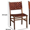 34 Inch Set of 2 Wood Dining Chairs Leather Woven Back and Seat Brown By Casagear Home BM286399