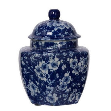 6 6 7 Inch Lidded Jars Persian Inspired Blue Flowers Curved Set of 3 By Casagear Home BM286402