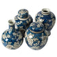 Set of 4 Lidded Jars and Vases Classic Curved Round Blue and White Ceramic By Casagear Home BM286403