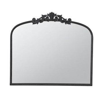 Kea Wall Mirror | 41" | Arched Metal Frame | Baroque Design | Black