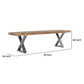 70 Inch Wood Dining Bench Farmhouse Design Crossed Legs Brown Chrome By Casagear Home BM286415