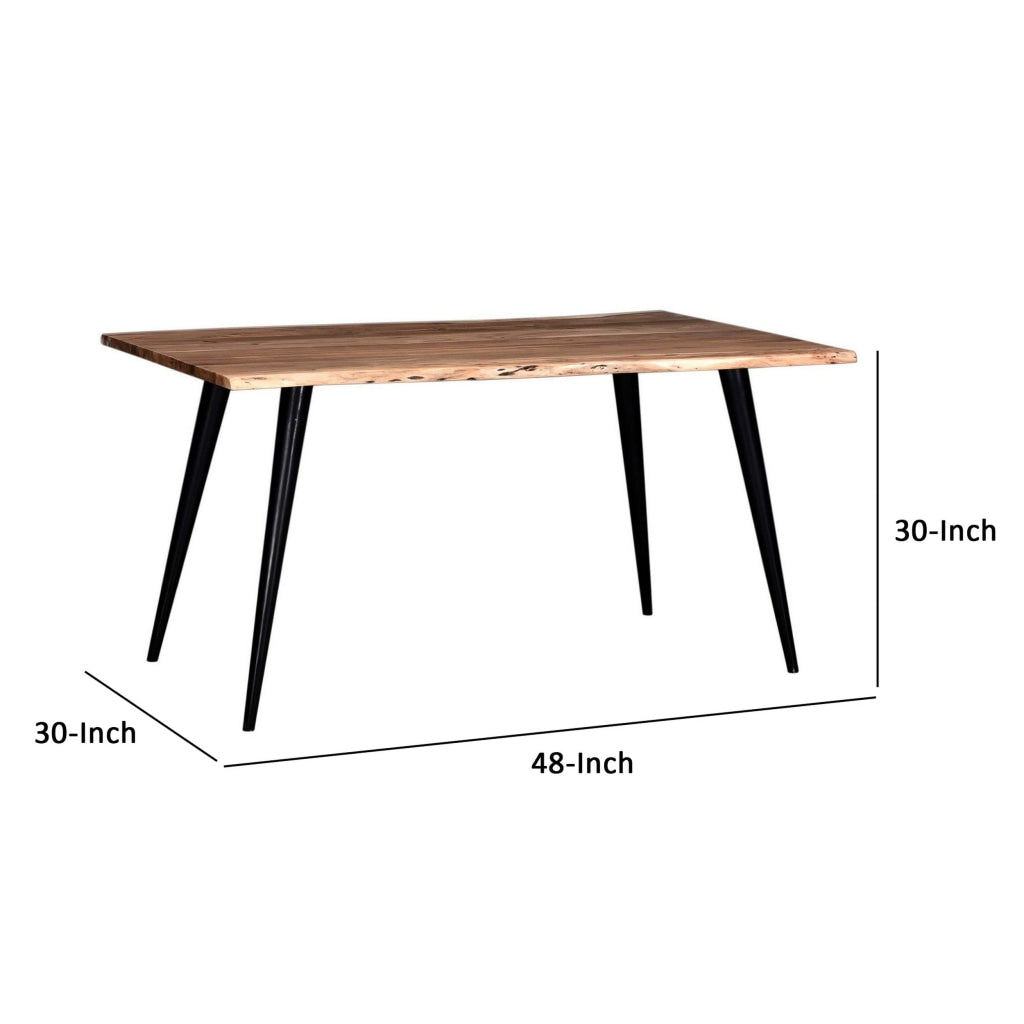 Sal 48 Inch Dining Table Acacia Wood Live Edges Natural Brown Black By Casagear Home BM286416