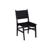 19 Inch Dining Chair Black Leather Crossed Design Iron Legs Set of 2 By Casagear Home BM286425