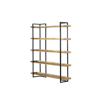 68 Inch Wide Bookshelf Reclaimed Mango Wood Shelves Black Metal Frame By Casagear Home BM286429
