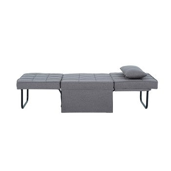 36 Inch Convertible Ottoman Chair Chaise Sleeper Gray Fabric Tufted By Casagear Home BM286430