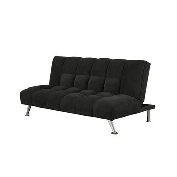 75 Inch Sofa Bed, Pocket Coils and Spring, Stylish Tufted Black Fabric By Casagear Home