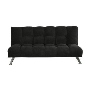 75 Inch Sofa Bed Pocket Coils and Spring Stylish Tufted Black Fabric By Casagear Home BM286431