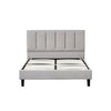 Heli Queen Bed, Gray Linen Upholstered Frame, Vertical Tufted Headboard By Casagear Home
