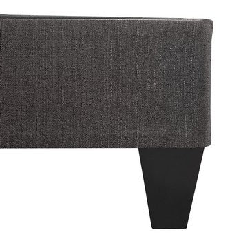 Tamy California King Size Platform Bed Frame Dark Gray Linen Upholstery By Casagear Home BM286467