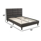 Rin Queen Size Platform Bed Charcoal Gray Upholstery Panel Headboard By Casagear Home BM286484