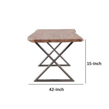 Zoro 42 Inch Coffee Table Reclaimed Wood Hairpin Legs Brown and Black By Casagear Home BM286506