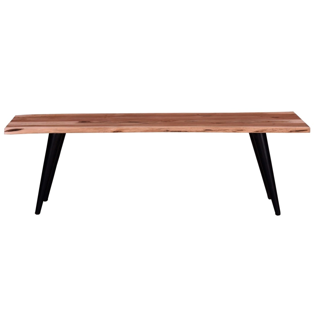 Zor 58 Inch Dining Bench Live Edge Acacia Wood Light Oak Brown Black By Casagear Home BM286508