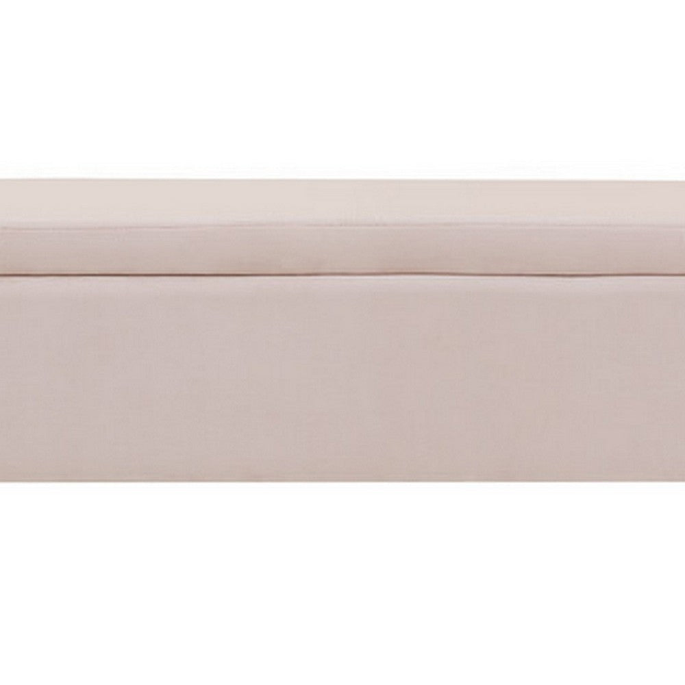 Cesar 55 Inch Ottoman Bench with Storage Padded Curved Arms Pink Velvet By Casagear Home BM286563