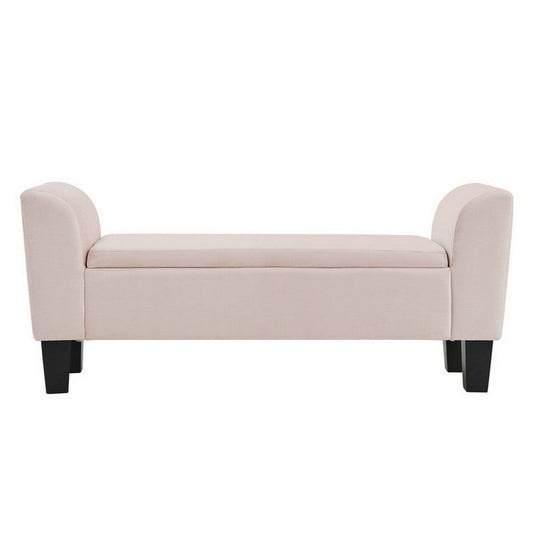 Cesar Ottoman Bench | 55" | Storage | Curved Arms | Pink Velvet