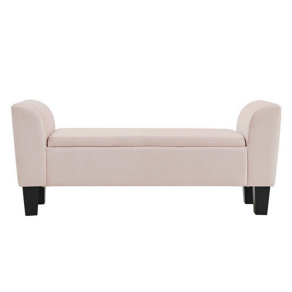 Cesar Ottoman Bench | 55" | Storage | Curved Arms | Pink Velvet