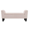 Cesar 55 Inch Ottoman Bench with Storage, Padded, Curved Arms, Pink Velvet By Casagear Home