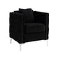 Zion 34 Inch Accent Chair with Throw Pillow, Handmade Tufted, Black Velvet By Casagear Home