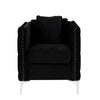 Zion 34 Inch Accent Chair with Throw Pillow Handmade Tufted Black Velvet By Casagear Home BM286569