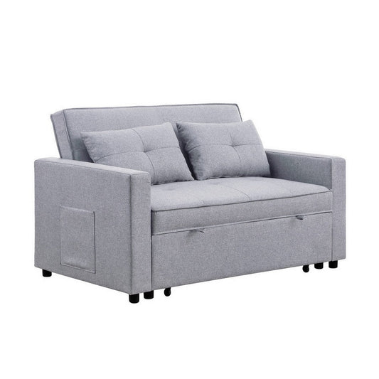 Jayce Sleeper Loveseat | 56" | Side Pocket | Light Gray