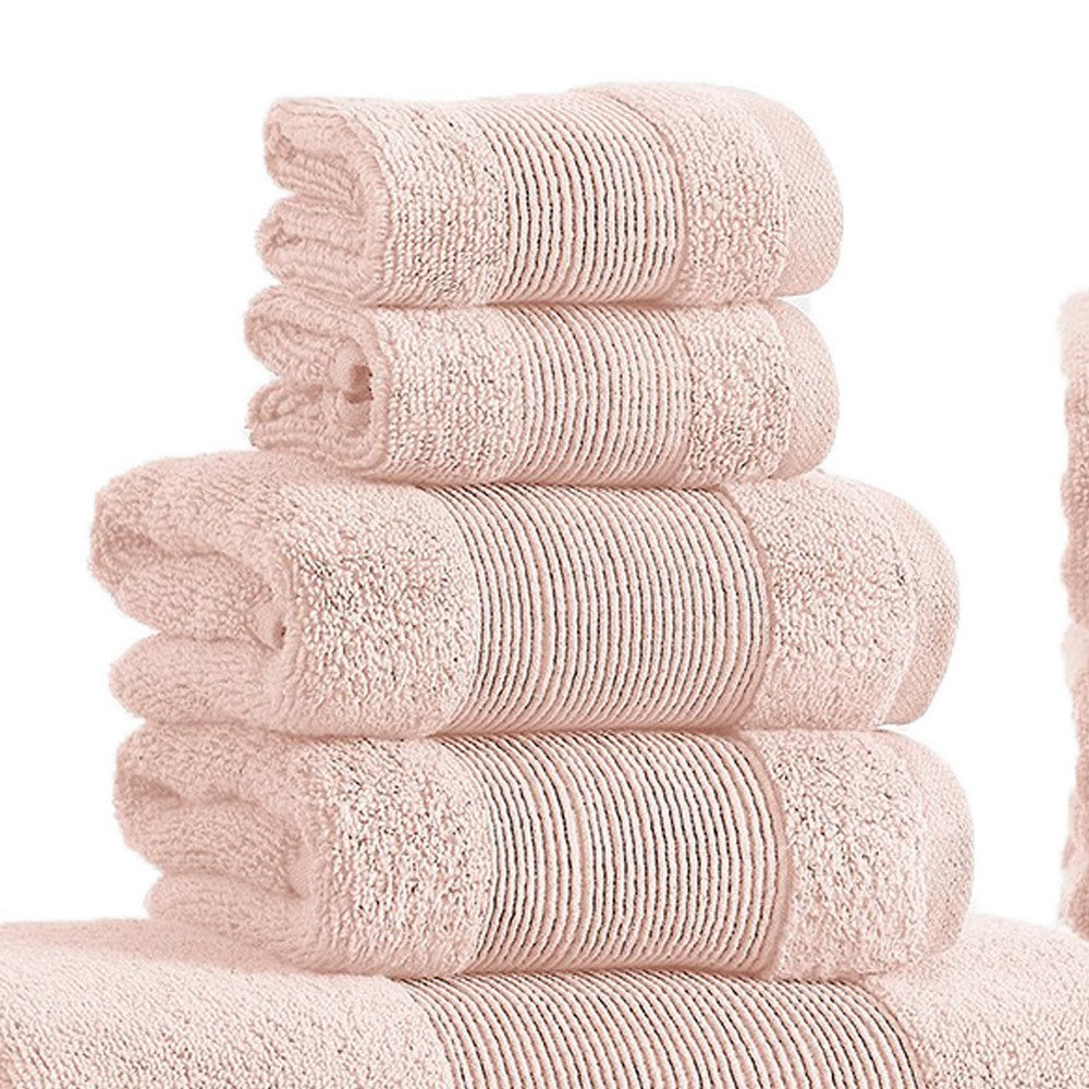Lyra 18 Piece Ultra Soft Towel Set Absorbent Textured Cotton Blush Pink By Casagear Home BM287464