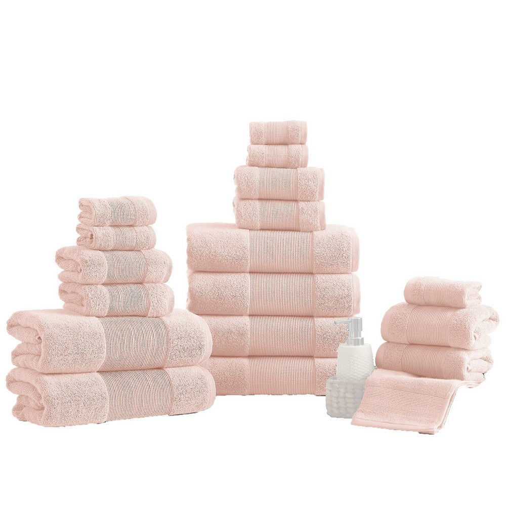 Lyra Towel Set | 18 Piece | Ultra Soft Cotton | Blush Pink