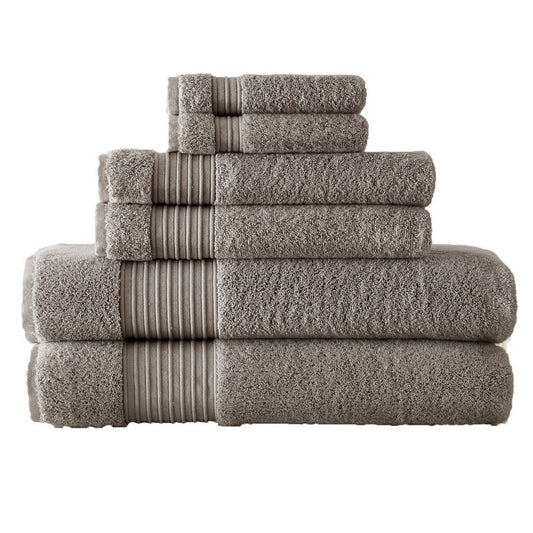 Gem 6 Piece Towel Set, Soft Turkish Cotton, Absorbent Texture, Dark Gray By Casagear Home