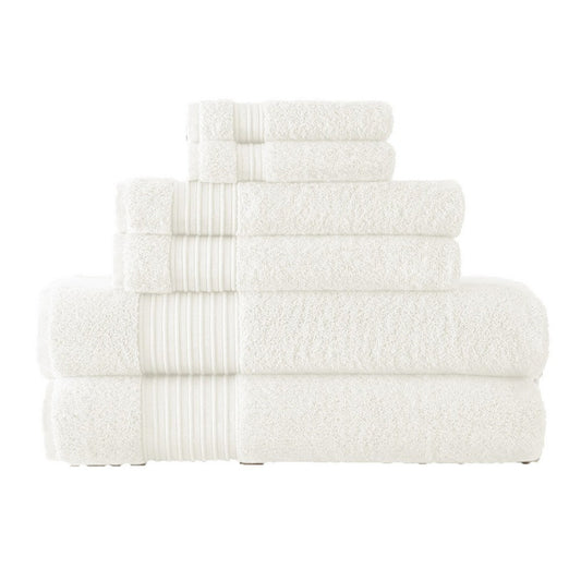 Gem 6 Piece Towel Set, Extra Soft Turkish Cotton, Absorbent Texture, White By Casagear Home
