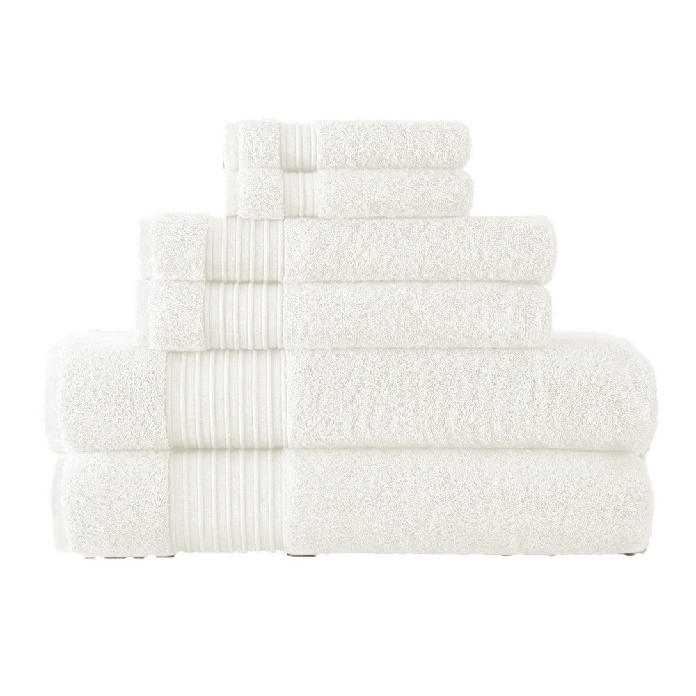 Gem Towel Set | 6 Piece | Turkish Cotton | White