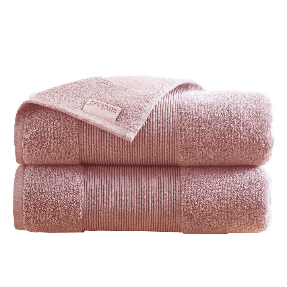 Lyra 2 Piece Ultra Soft Towel Set, Cotton, Absorbent Shaggy Texture, Pink By Casagear Home