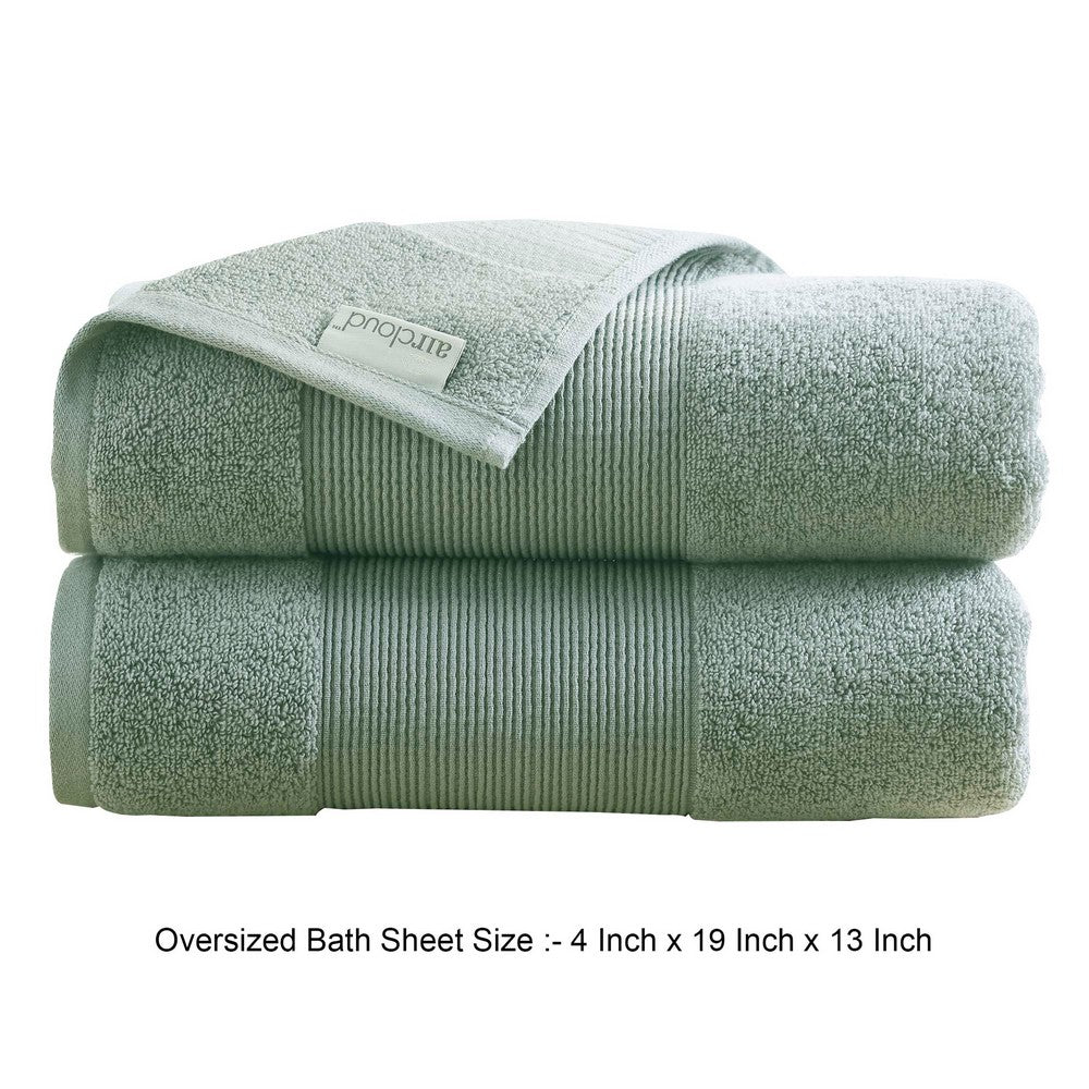 Lyra 2 Piece Ultra Soft Towel Set Cotton Absorbent Texture Sage Green By Casagear Home BM287483