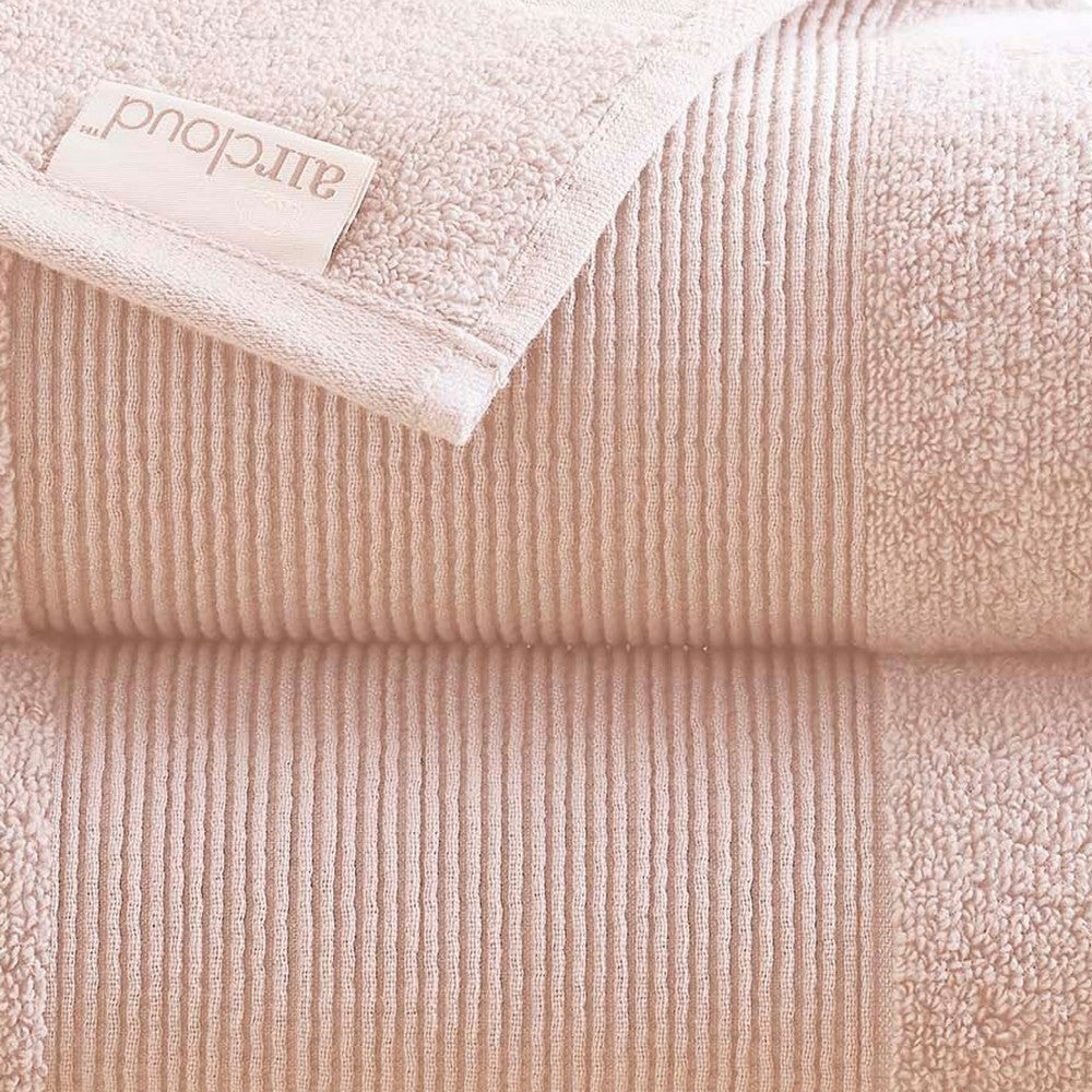 Lyra 2 Piece Ultra Soft Towel Set Cotton Absorbent Texture Blush Pink By Casagear Home BM287484