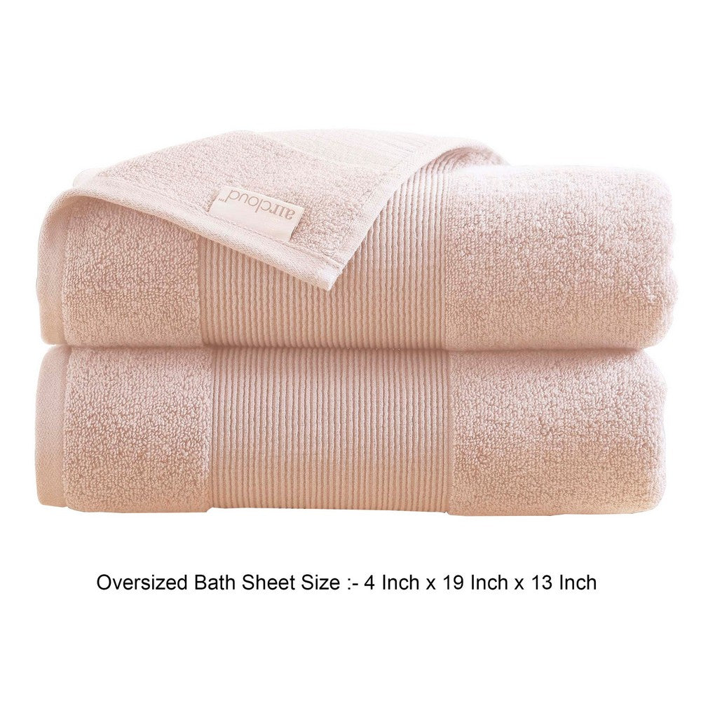Lyra 2 Piece Ultra Soft Towel Set Cotton Absorbent Texture Blush Pink By Casagear Home BM287484