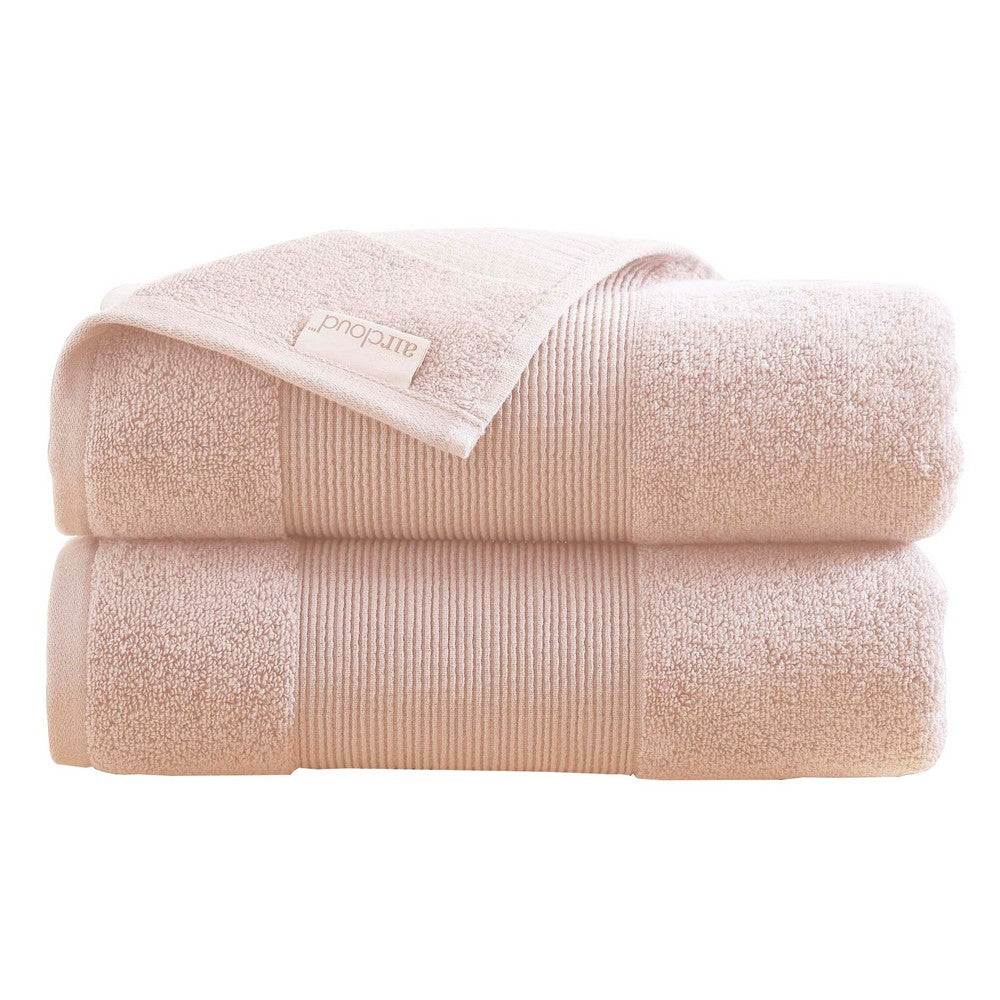 Lyra 2 Piece Ultra Soft Towel Set, Cotton Absorbent Texture, Blush Pink By Casagear Home