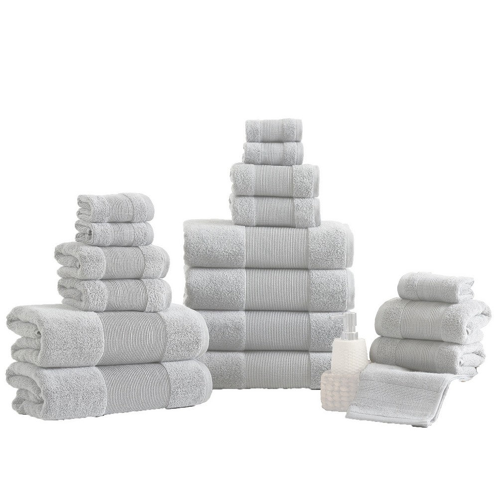 Lyra Towel Set | 18 Piece | Ultra Soft Cotton Yarn | Gray