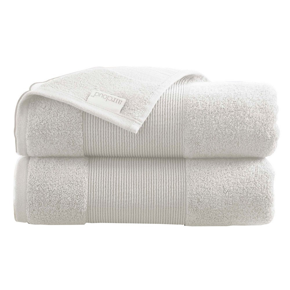 Lyra 2 Piece Ultra Soft Towel Set, Cotton, Absorbent Shaggy Texture, White By Casagear Home