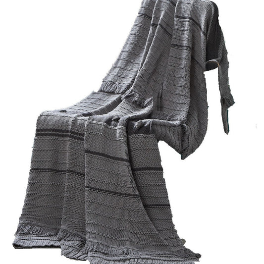 Kai Throw Blanket | 50 x 70 | Soft Knitted Cotton | Gray